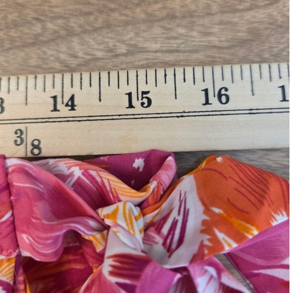 She + Sky Wrap Skirt XL Pink Orange Tropical Floral Ruffle Midi Garden Party - Picture 7 of 16